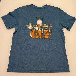 Barbell Voodoo Funny 90s Weight Lifting Friends Themed Graphic Tee - Blue